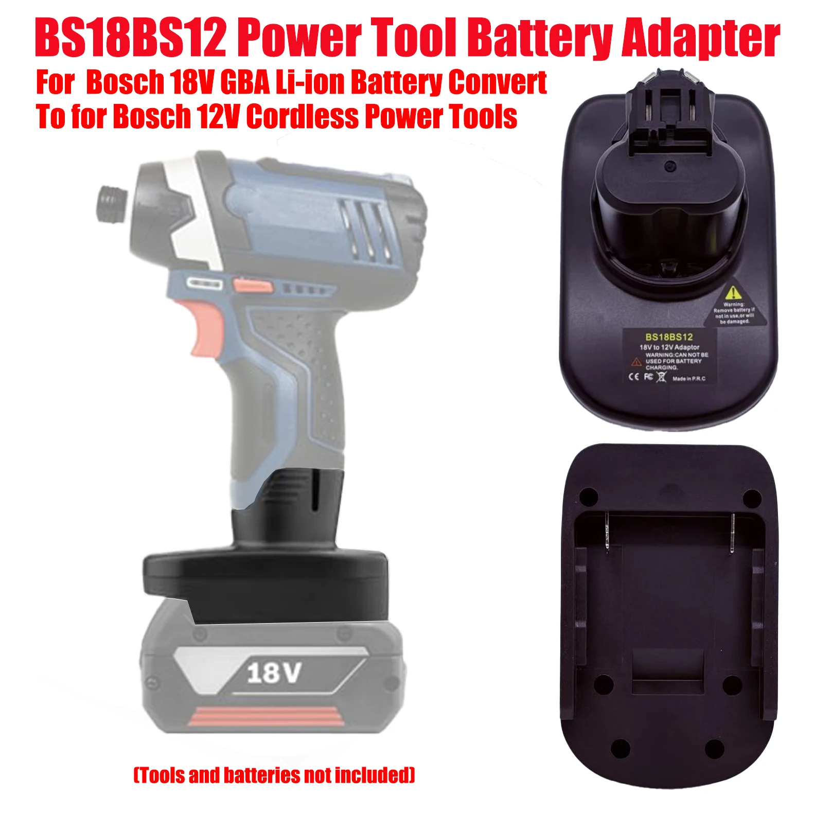 

HAKSINKY Power Tool Battery Adapter BS18BS12 for Bosch 18V Lithium-ion Battery Convert To Work for Bosch 12V Battery Power Tools