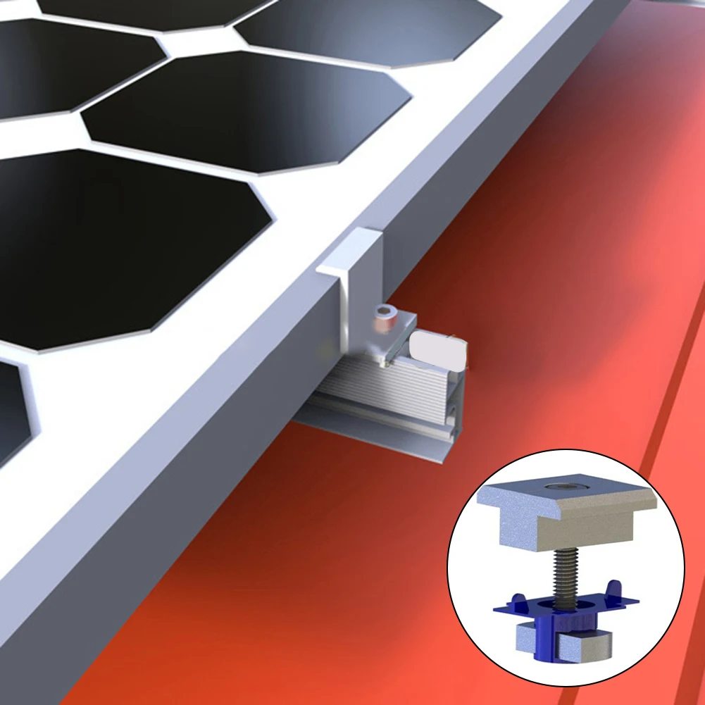 Photovoltaic Pressing Fixture Solar Panel End Clamps with Cone Nuts Compatible with Standard Steel Strut Channels Pack of 10