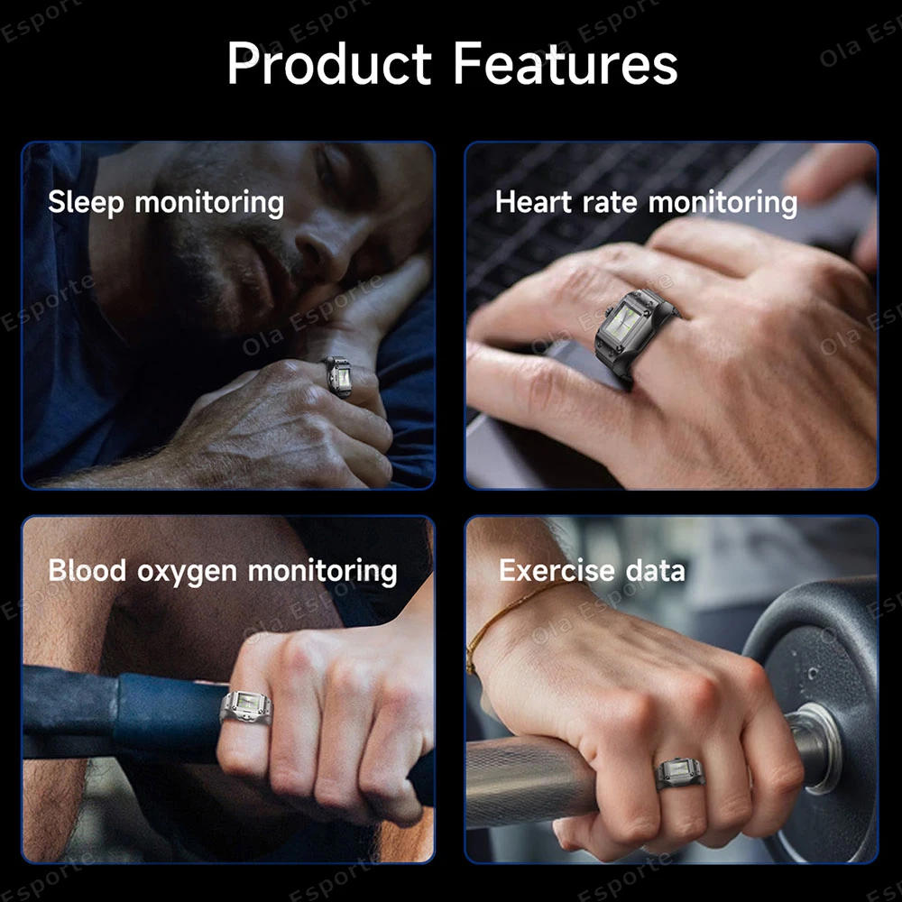 ساعة كوارتز جديدة + حلقة ذكية معدل ضربات القلب الأكسجين في الدم مراقبة النوم عرض الوقت/التعديل مقاوم للماء الرياضة smartring الرجال
