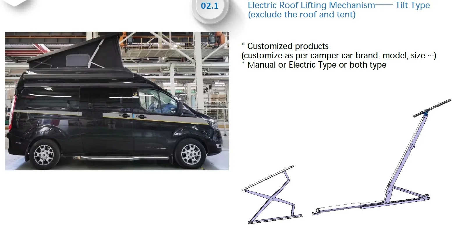 Sprinter Auto-Lift Soft Shell Acessórios de acampamento Kit de telhado pop-up para espaço extra