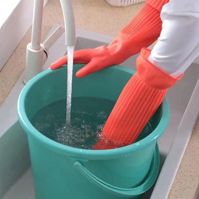 Long Reusable Rubber Dishwashing Gloves Non-slip Household Cleaning Gloves Kitchen Housework Dishes Cars Gardening Work Gloves