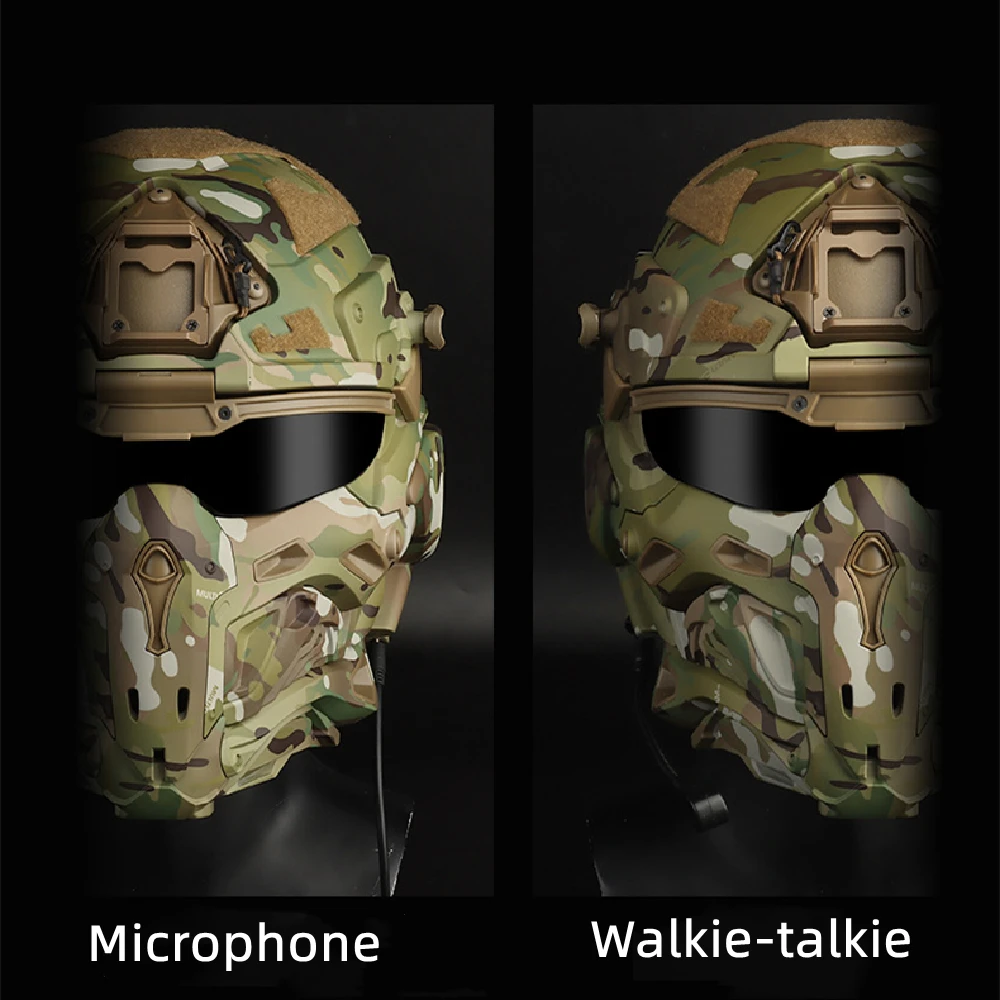 W-Ronin Assault Tactical Mask Built-in Communication Headset Anti-fog Fan Tactical Goggles Airsoft Paintball Protect Gear