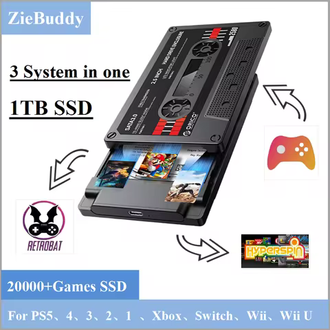 1TB SSD Console With 20000+ High Score Retro Game Contain Retrobat/Playnite/Hyperspin Emulator Game SSD For Xbox/PS4/PS3/PS2