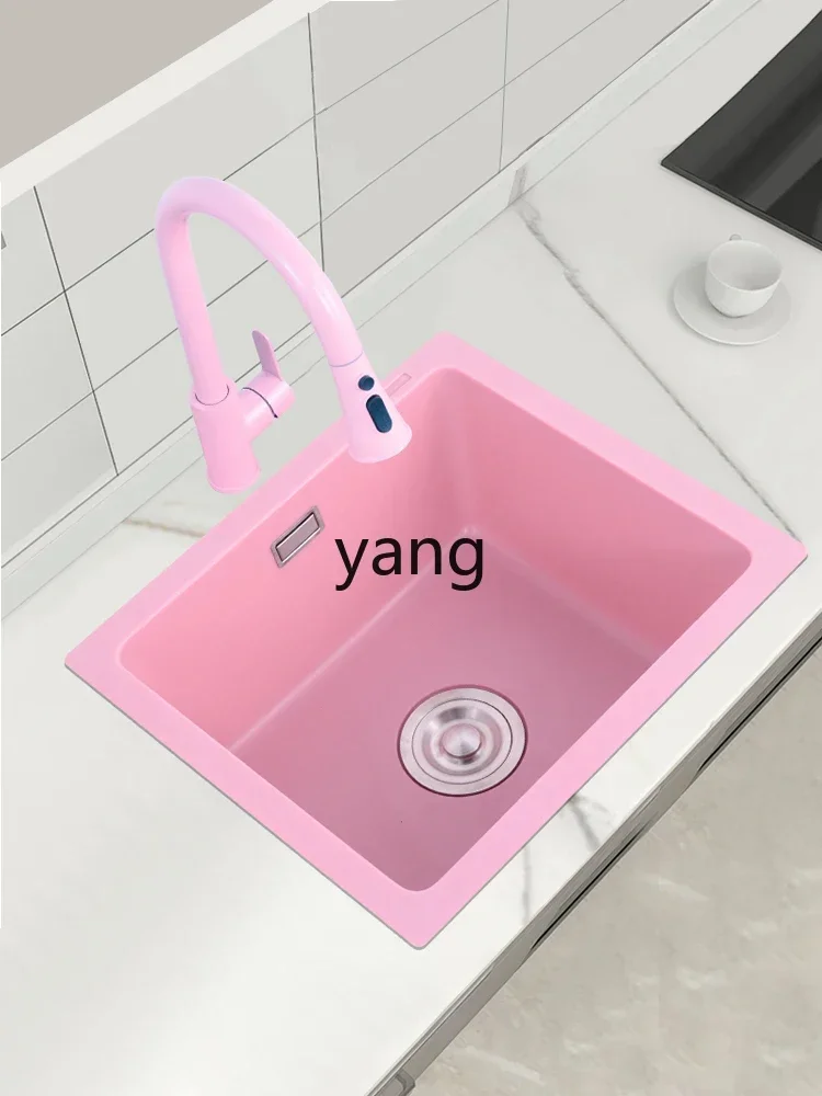 حوض حجر الكوارتز الوردي LH تحت حوض المطبخ وحوض الخضروات وحوض واحد مدمج #2