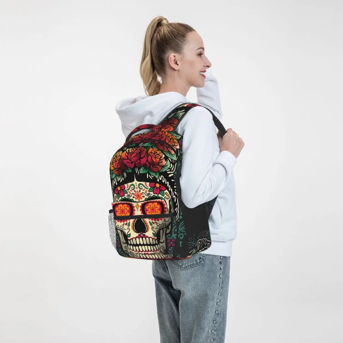 Frida Calavera Mexican Skull Students School Bags Boy Girl Fashion Teens Books Backpack Soft Rucksack Unisex