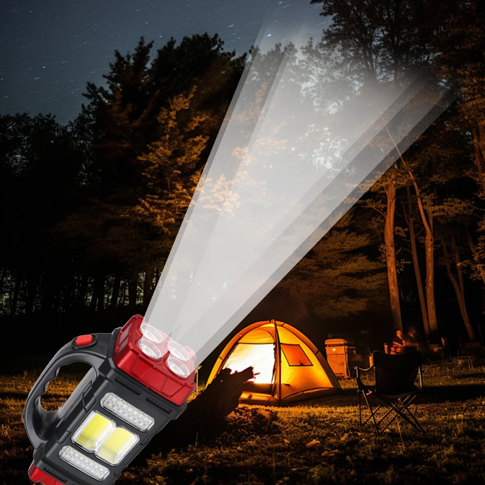 สําหรับไฟฉาย LED กลางแจ้งชาร์จพลังงานแสงอาทิตย์ Camping ไฟฉายทํางานสูง 4 เกียร์ USB ชาร์จไฟกันน้ํา