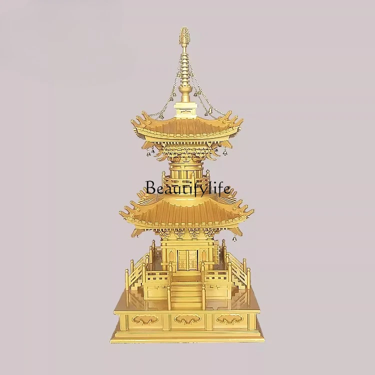 

Chinese wood carving pendant decoration home ornament assemblable Japanese-style Duobao tower