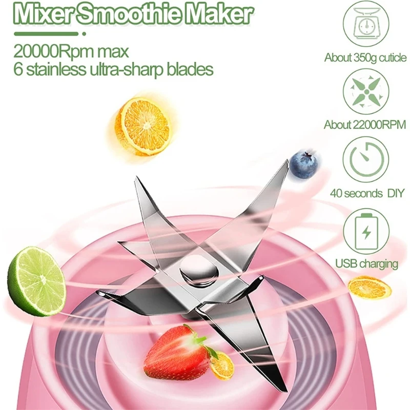 Máquina elétrica sem fio Juicer, Liquidificadores portáteis, Garrafa sem fio, Chopper de cozinha-Smoothie, Orange Mini, Dropshipping