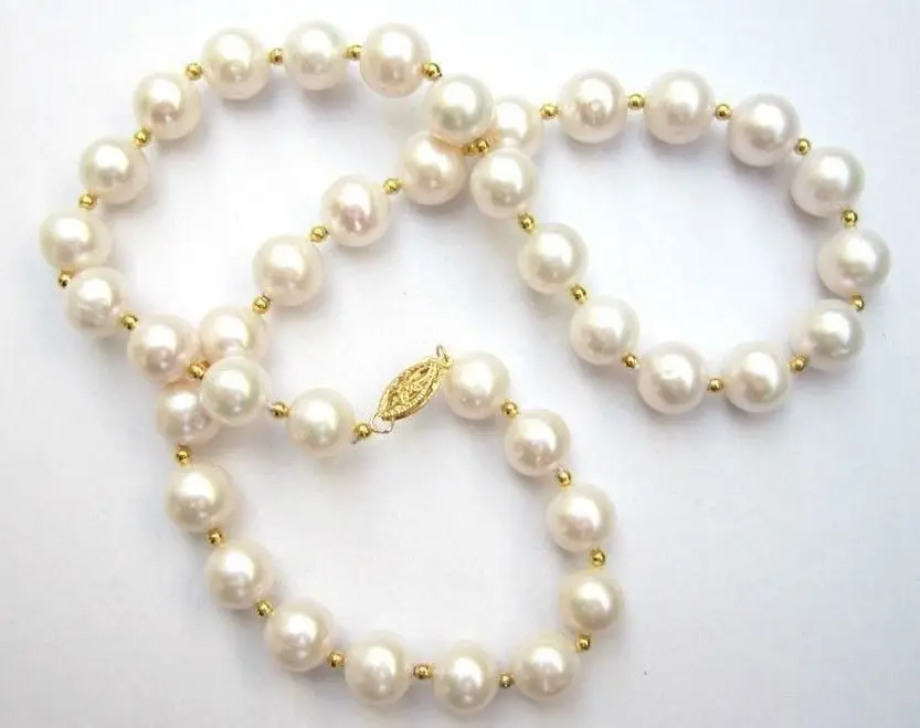 

HUGE perfect AA+ 9-10mm SOUTH SEA WHITE Pearl Necklace 14KGP