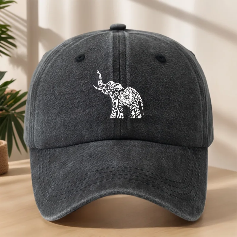 

Creative Elephant Print Baseball Cap, Vintage Adjustable Snapback, Soft Comfy Sweat-Absorbent, Outdoor/Casual/Streetwear/Hip-Hop