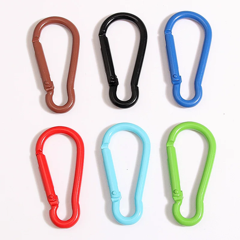 10pcs Cute Macaron Color Carabiner Climbing Hook Keychain Ring Metal Buckle Car Key Ring For Handmade Jewelry Making Accessories