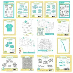 Father's Day Theme Metal Cut Dies Hexagon Layering Stencils Fish Hook Line Sinker Clear Stamps Diy Holiday Cards Decor Scrapbook