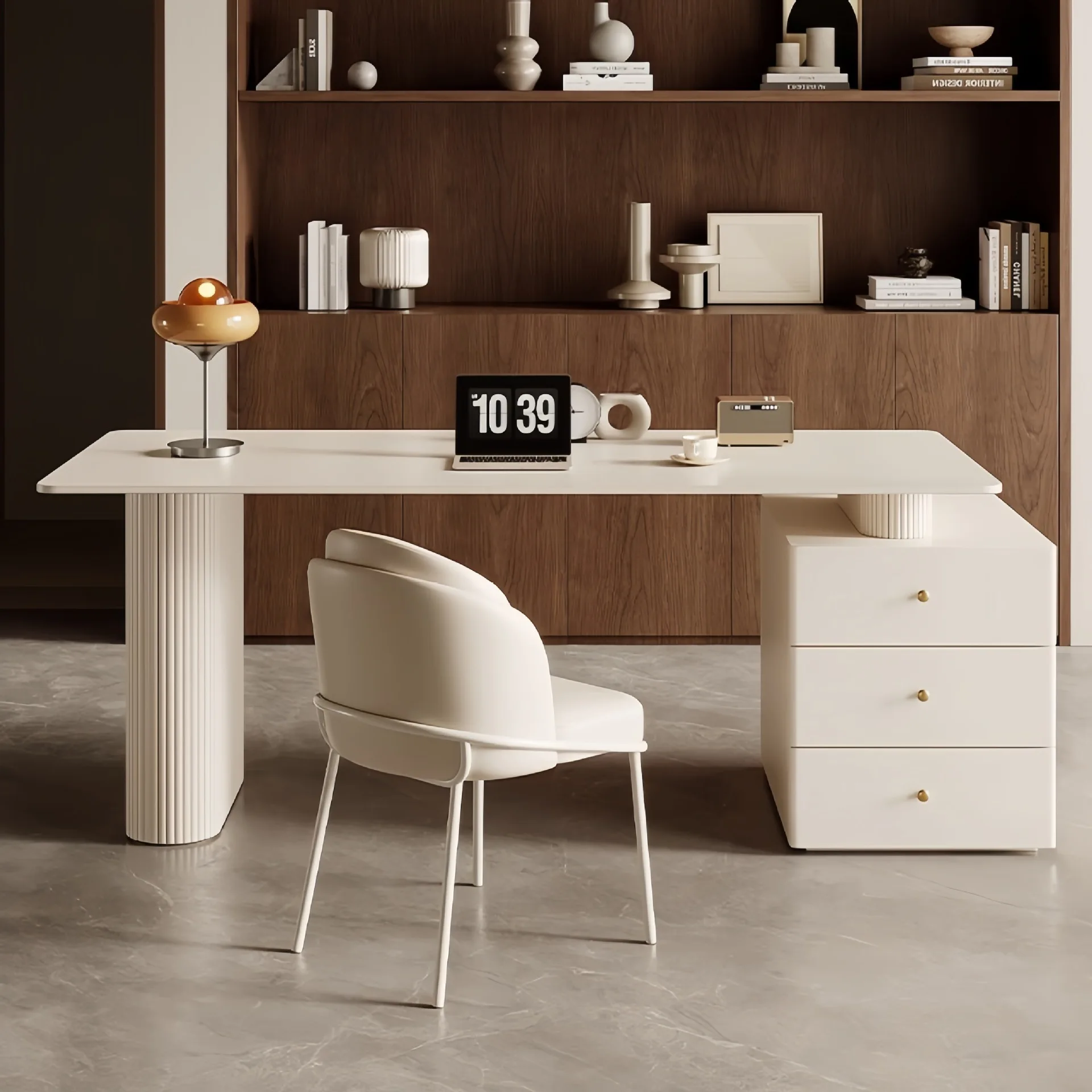 كريم ويند بريميوم سليت طالب المنزل دراسة الكتابة الحديثة بسيطة غرفة نوم الكمبيوتر