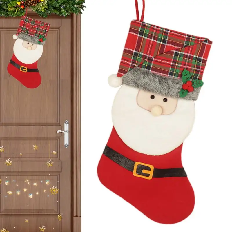 

Family Christmas Stocking Reusable Christmas Décor With Spacious Capacity Party Supplies Present Bag Festive Holiday