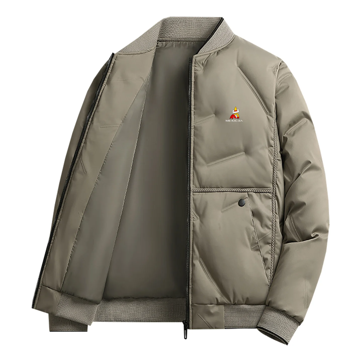 معطف بيسبول كاجوال للرجال من ort Thiened بياقة سفلية Jaet Winter Faion Urban Sle من ألياف البوليستر 00% معطف طاقة ملء