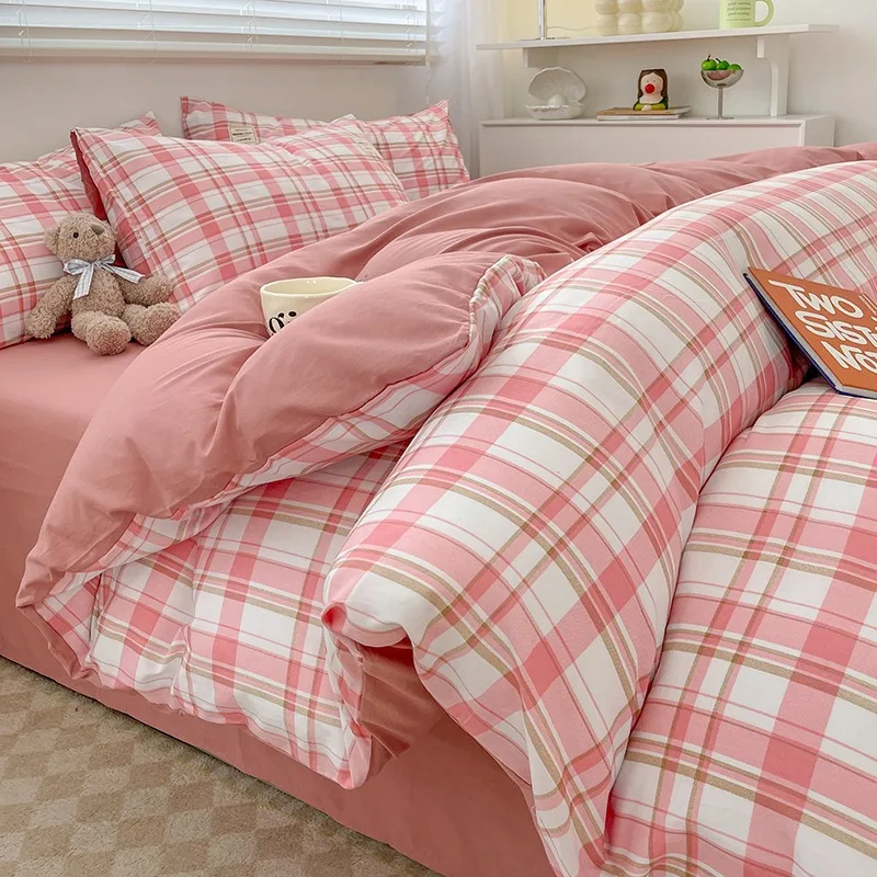 4pcs Bedding Set Duvet Cover Pillowcase BedSheet Set 100% Cotton Microfiber Comforter Cover Bed Linen Set Single Queen King Size