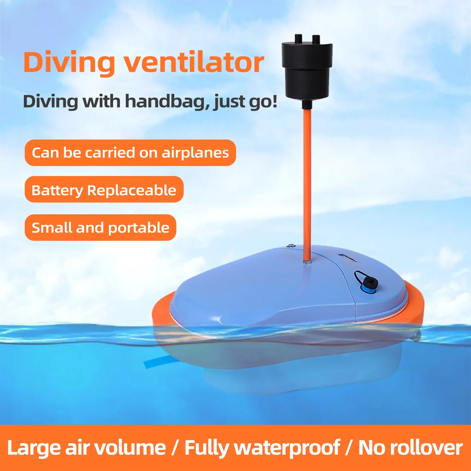 Ventilador de mergulho snorkel dispositivo portátil recarregável suporte subaquático mais profundo 7m mergulho de inverno 45 minutos