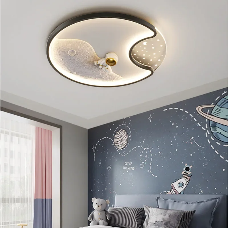 Moderno astronauta lâmpada do teto, luz do quarto, superfície montada, luminária para crianças, crianças, menino