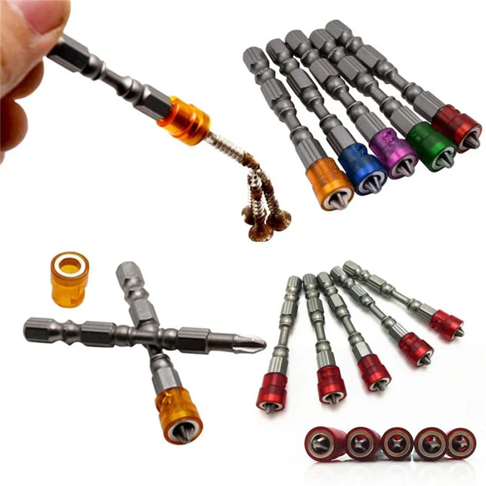 65mm S2 Steel Phillips Magnetic Drill Screwdriver PH2 Screwdriver Bit 1/4\'\' Single Head Hand Tool Screw Driver Bit Kit Ring