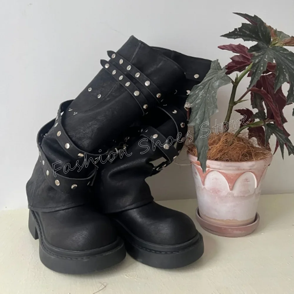 أسود جولة تو برشام ديكور مشبك ديكور الأحذية كعب عالي مكتنز أحذية عالية الكعب للنساء الكعوب 2025 جديد Zapatos Para Mujere #4