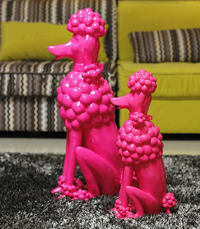Pudel-Hunde-Skulptur, Tier-Hundestatuen, nordische Raumdekoration, kreative Kunstwerke, Ornamente, Heimhandwerk, Bodendekoration, individuell – Detail 5