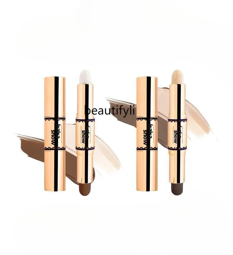 

Two-color high-gloss grooming stick high-gloss stick double-head natural three-dimensional long-lasting concealer