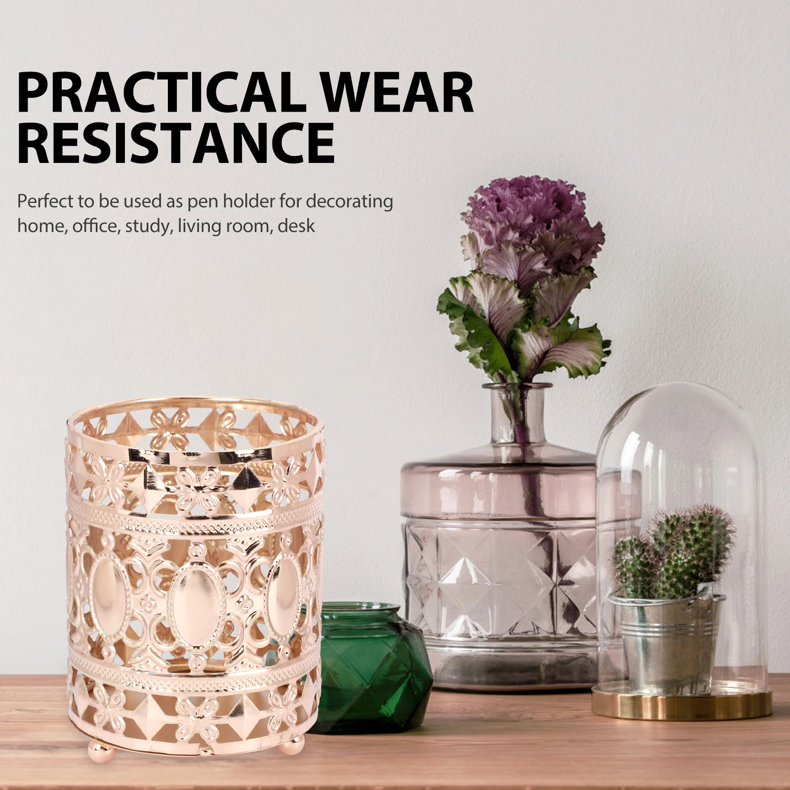 

Metal Pattern Ornaments Makeup Brush Storage Holder Creative Decorative Candlestick Make-up Decorate Pot