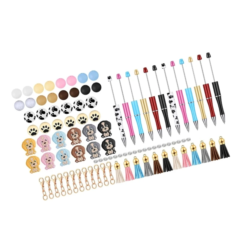 12x لتقوم بها بنفسك الخرز الأقلام صنع أطقم أقلام قابلة للخرز أطقم مع شرابات الكتابة القلم الحيوان أقلام حبر جاف اللوازم المكتبية