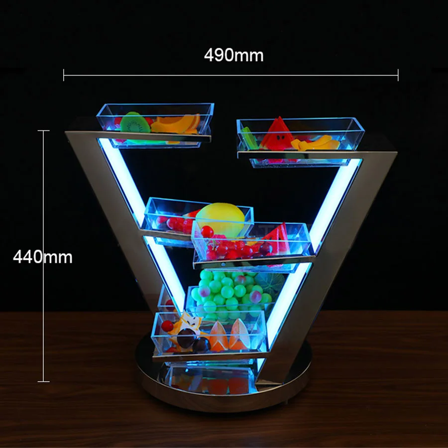 Creative Cocktail Shelf Bar Drinkware Cup Stand Rechargeable VIP Service Shot Glass Glorifier Display Rack Fruit Plate Holder