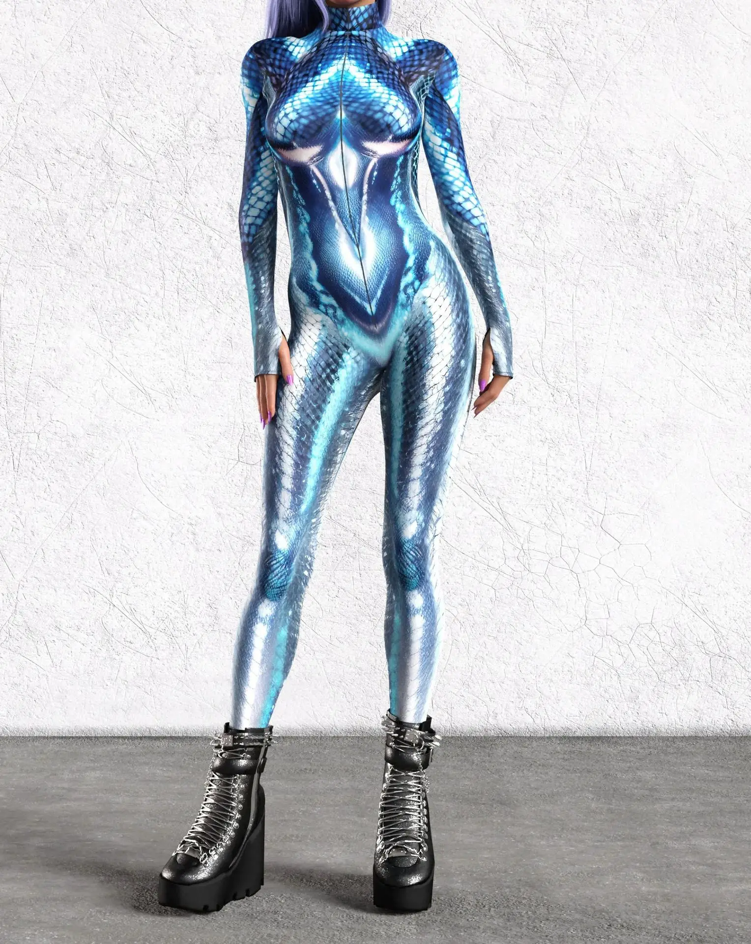 

Women Cyber 3D Printing Holiday Party Punk Jumpsuit Onesie Halloween Cosplay Costume Bodysuit Perfermence Steampunk Romper