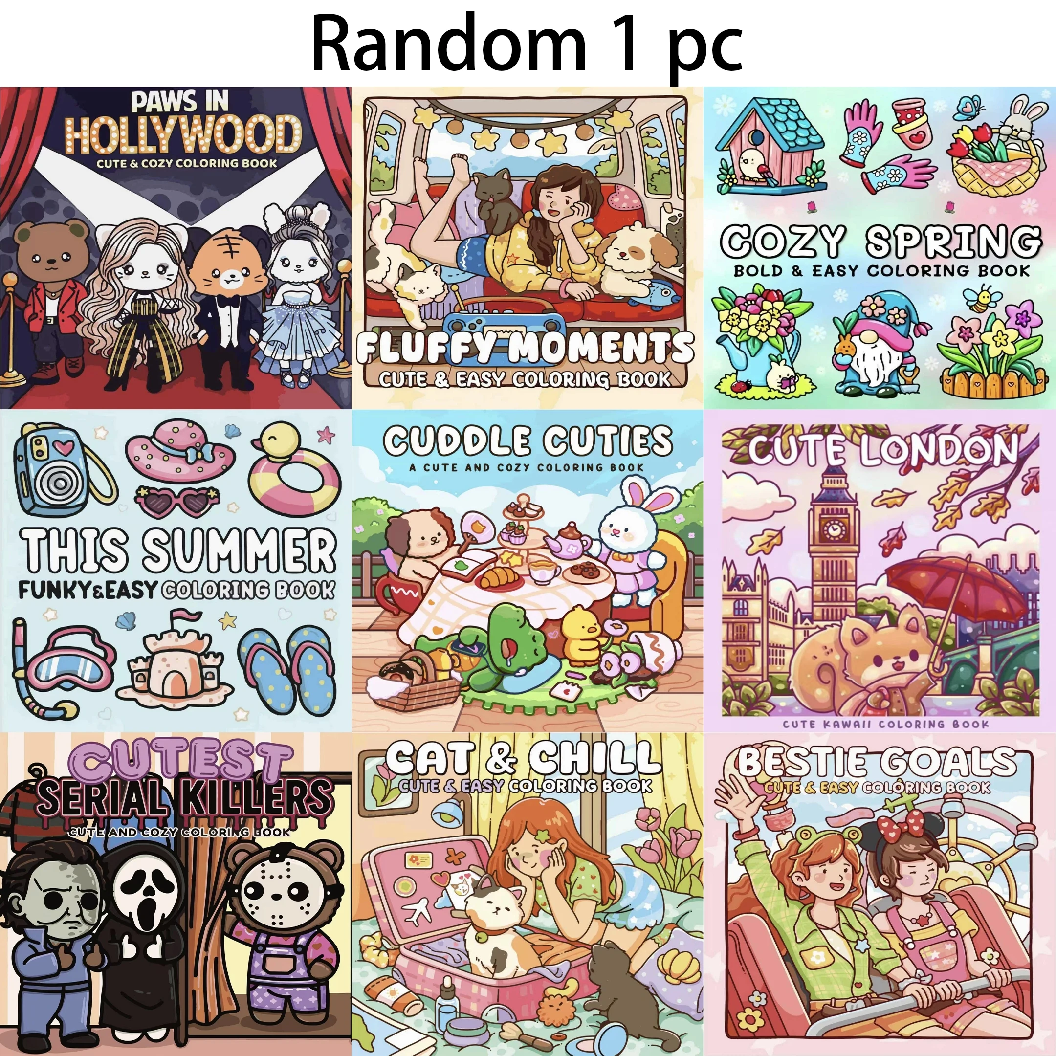 (случайный 1) Расслабляющая раскраска для взрослых с цифровой росписью, осенние украшения, подарки на Рождество и Хэллоуин