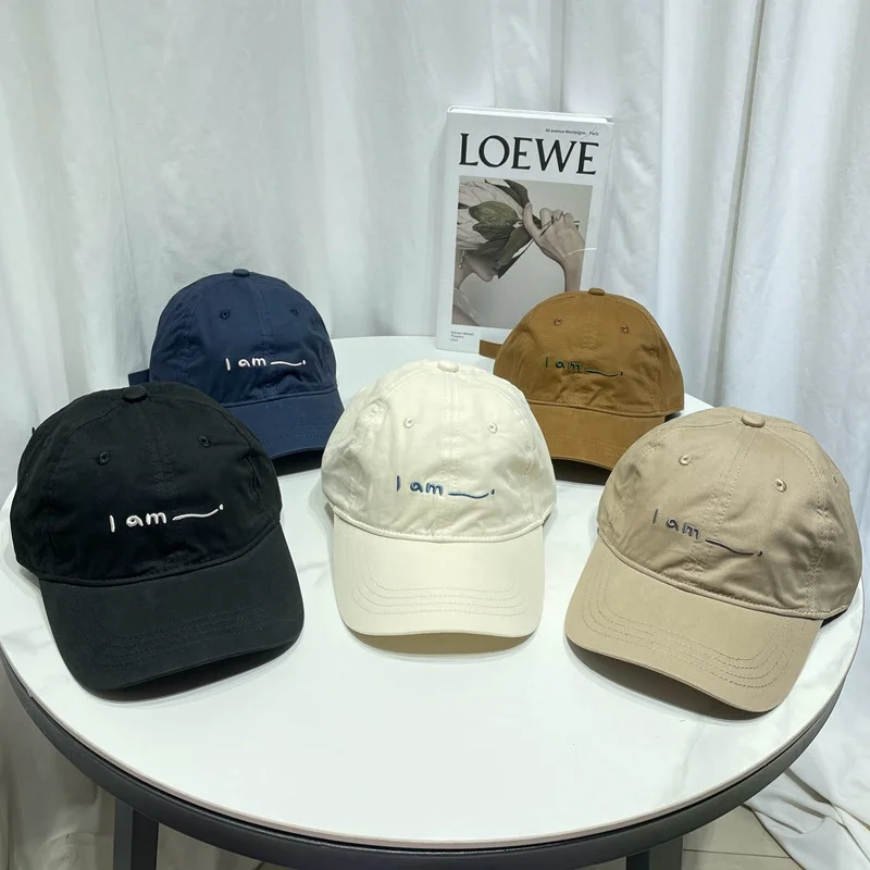 

Hat women's spring and summer simple letter embroidery baseball cap showing a small face casual soft top sunshade cap men's tide