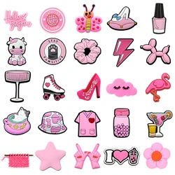 1pcs PVC Pink Cows Cat Shoe Charms for Sneakers Cute Animal Shoe Decorations Accessories Bat for Women Girls Shoe Buckle Pendant