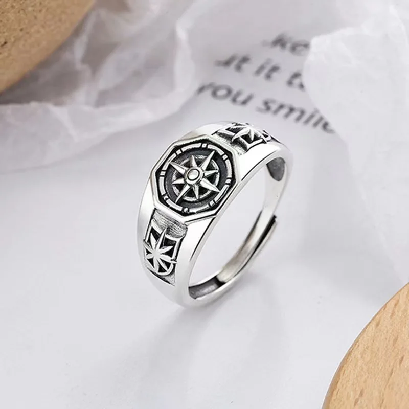 Fashion Simple Poseidon Star Rings For Women Retro Hip-hop Copper Opening Index Finger Ring Gothic Jewelry Accessories Gift