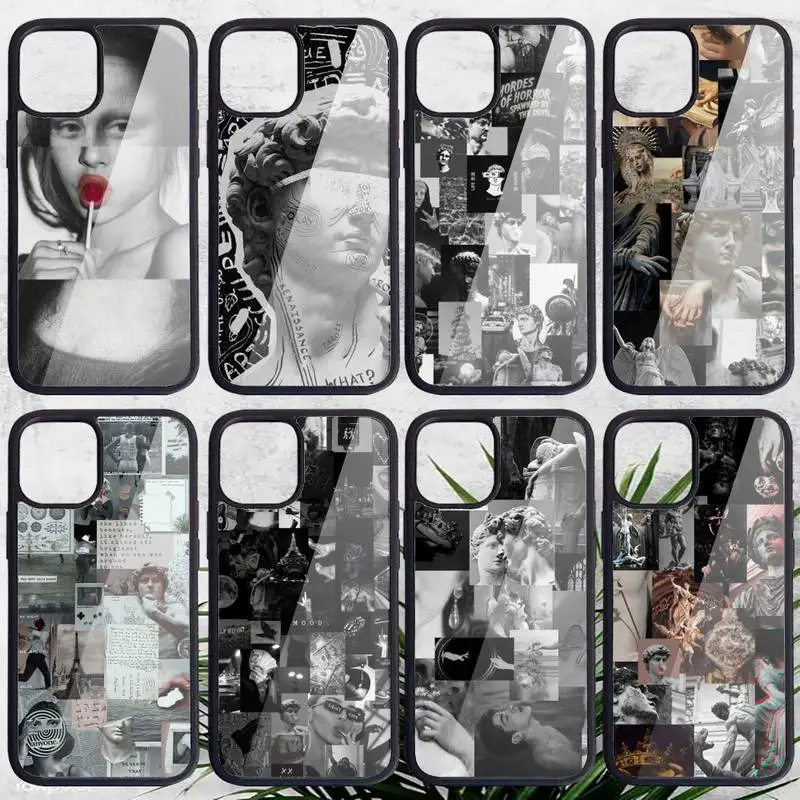 Statue David Mona Lisa Art Aesthetic Phone Case PC For iphone 14 11 13 12 x xs xr pro max mini plus Luxury shell funda