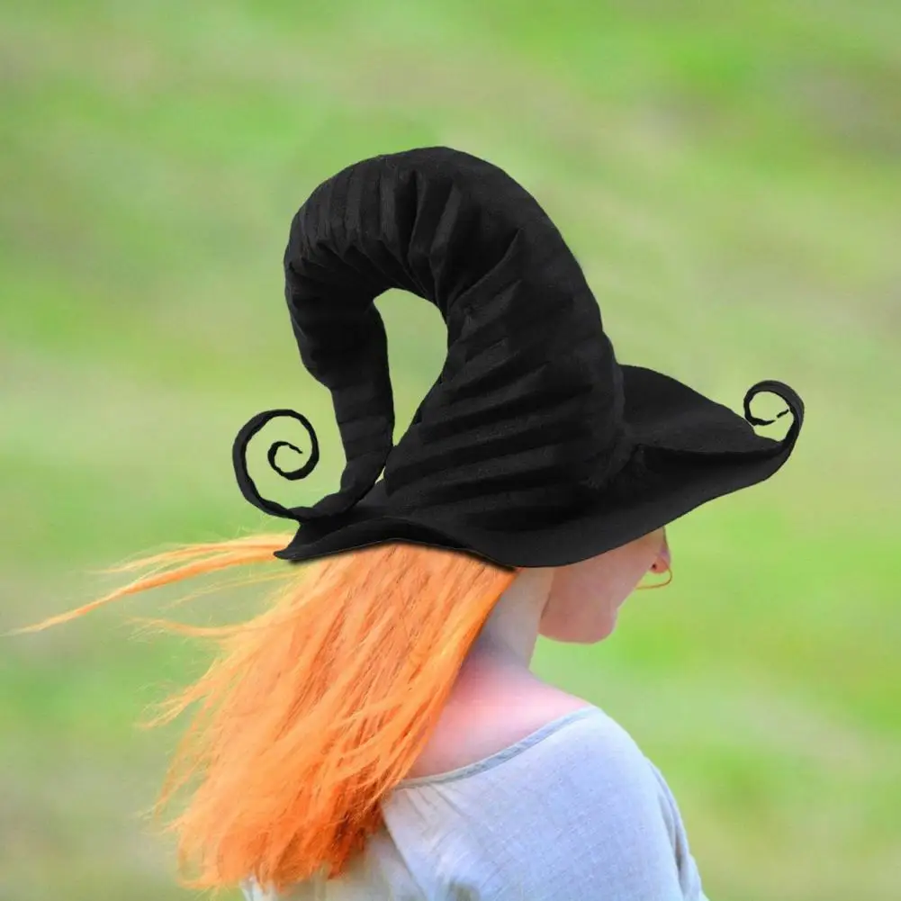 Personalized Witch Hat Black Wool Witch Hat for Halloween Cosplay Party Costume Women Dress Up Accessory with Wired for Wear