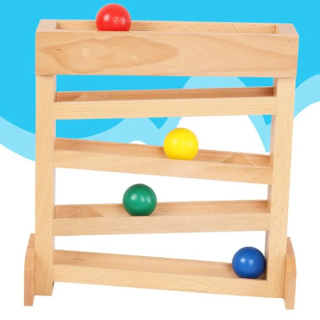 Rampa de bolas de madera Racer con mini laberinto de 4 bolas para niños pequeños, gran regalo