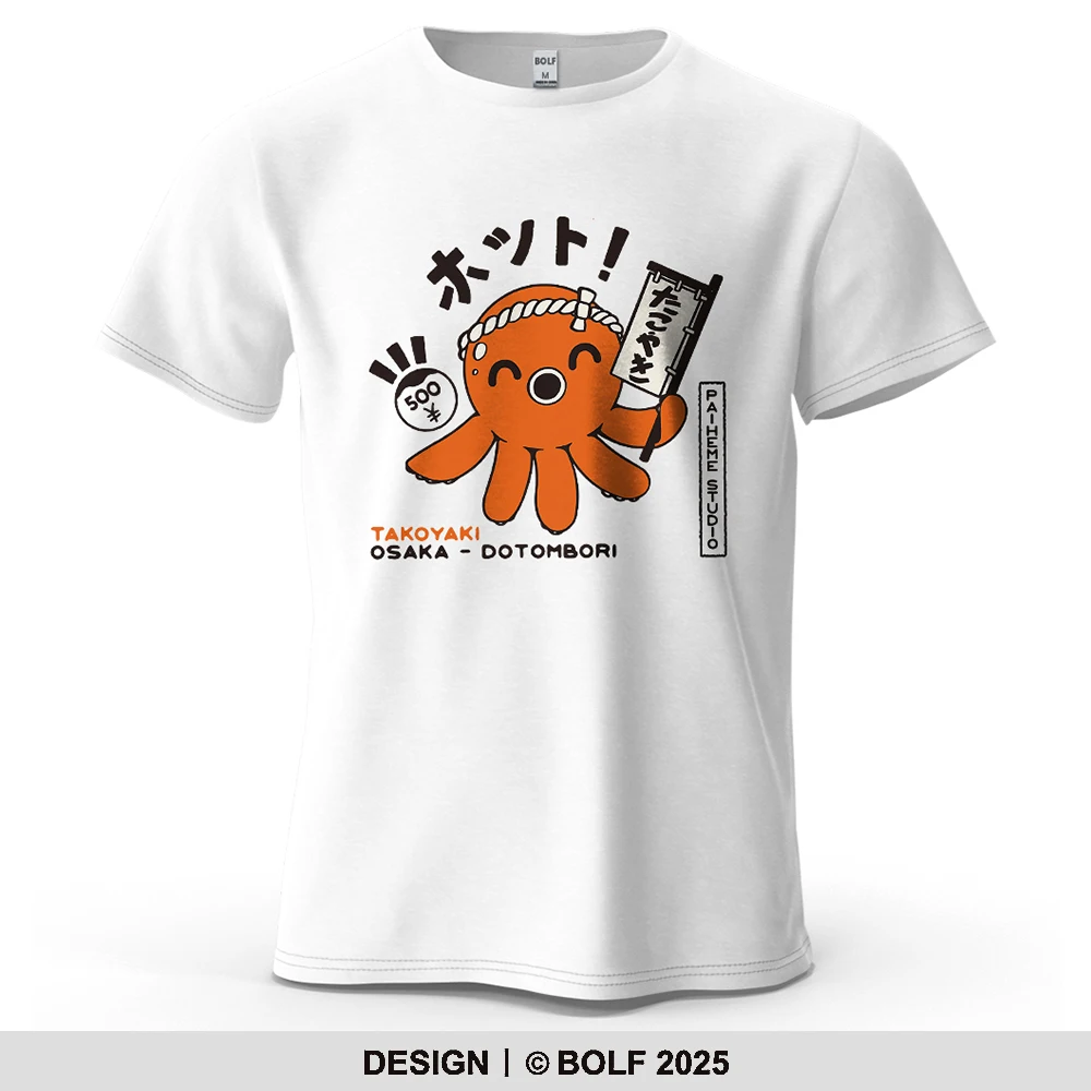 TAKOYAKI OSAKA DOTOMBORI Bedrucktes Herren-T-Shirt aus 100 % Baumwolle, übergroße Grafik-T-Shirts für Damen, Tops, T-Shirts, lässige Streetwear