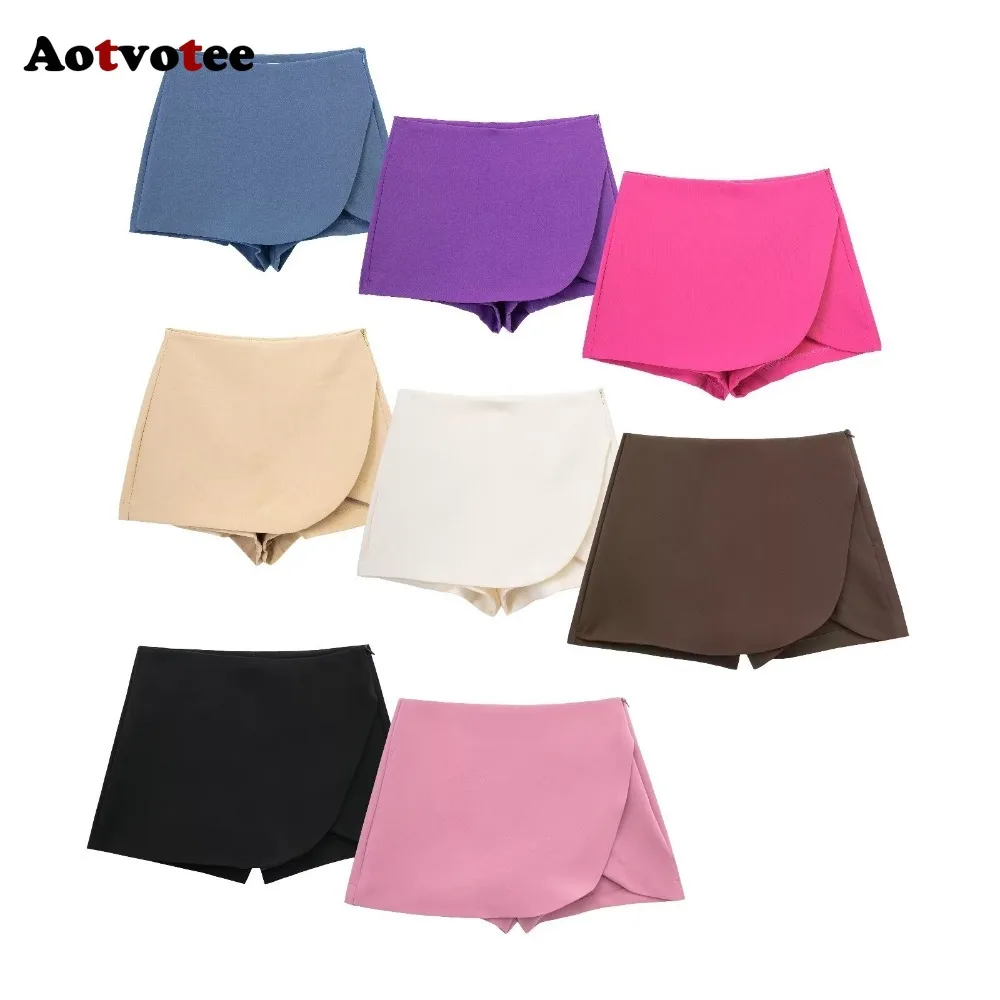 

Aotvotee 2025 Summer Asymmetric Skirt for Women Pink Black Mini Skirt Shorts Woman Fashion High Waist Skort Skirts Casual Shorts