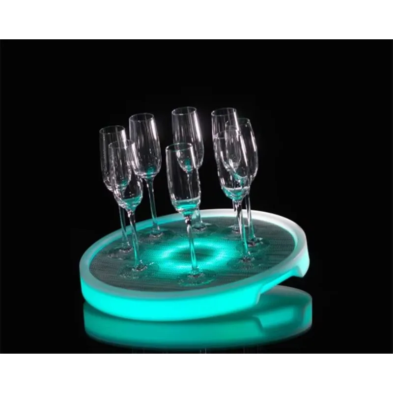 

Luminous round wine plastic lighting tray hotel bar