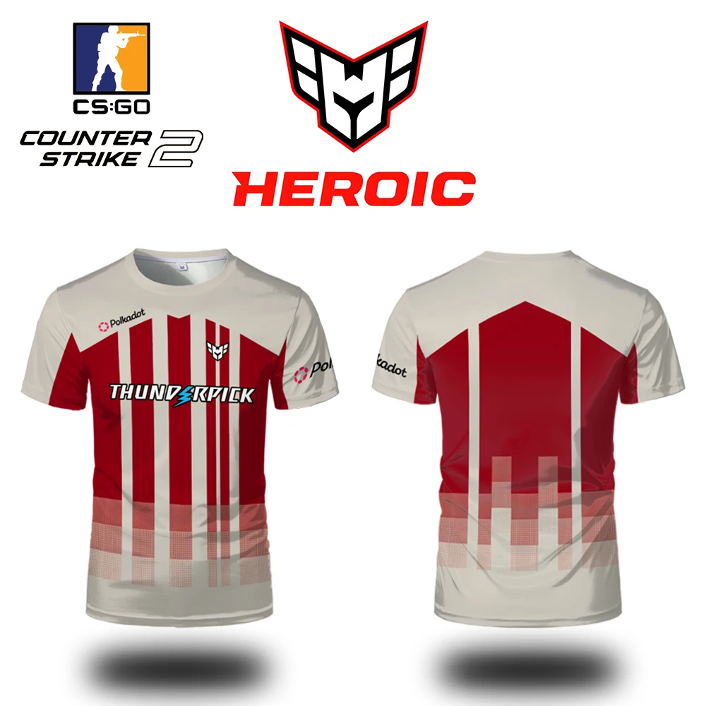 CS2 HEROIC Esports Club الزي الرسمي الجديد الصيف تنفس مخصص الفانيلة للاعبين الرجال والنساء المتضخم تي شيرت بلايز رياضية #1
