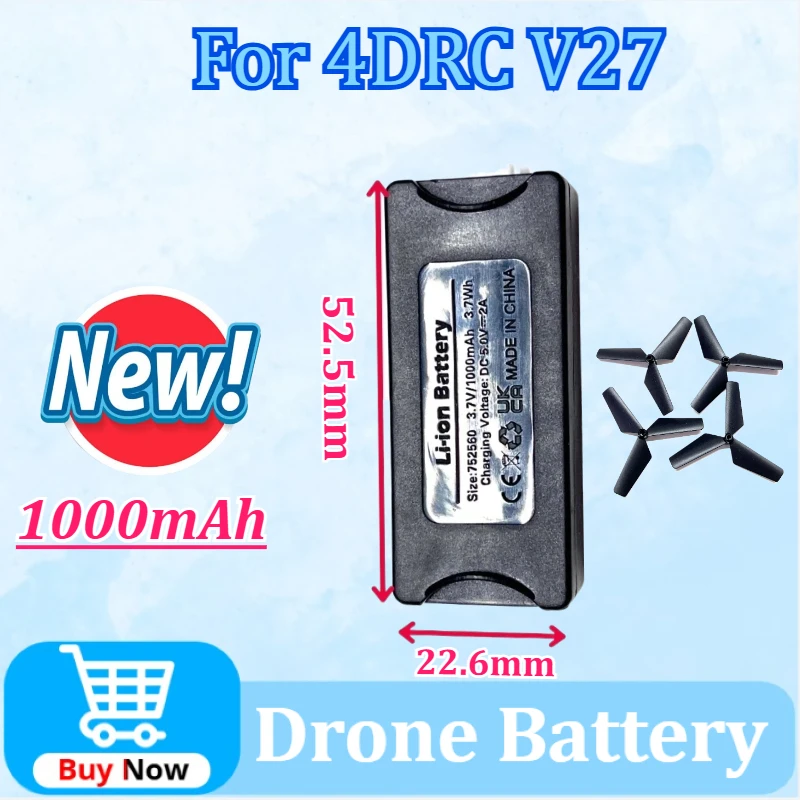 

Newly Upgraded 3.7V 1000mAh Replacement Drone Battery for 4D-V27 Foam Glider Drone Battery Spare Part 4DRC V27 RC Plane Battery
