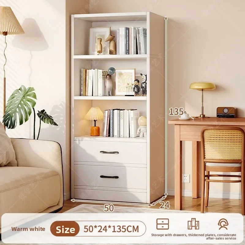 Bookcase floor-to-ceiling against the wall, large-capacity storage display cabinet, study simple with pumping bookshelf