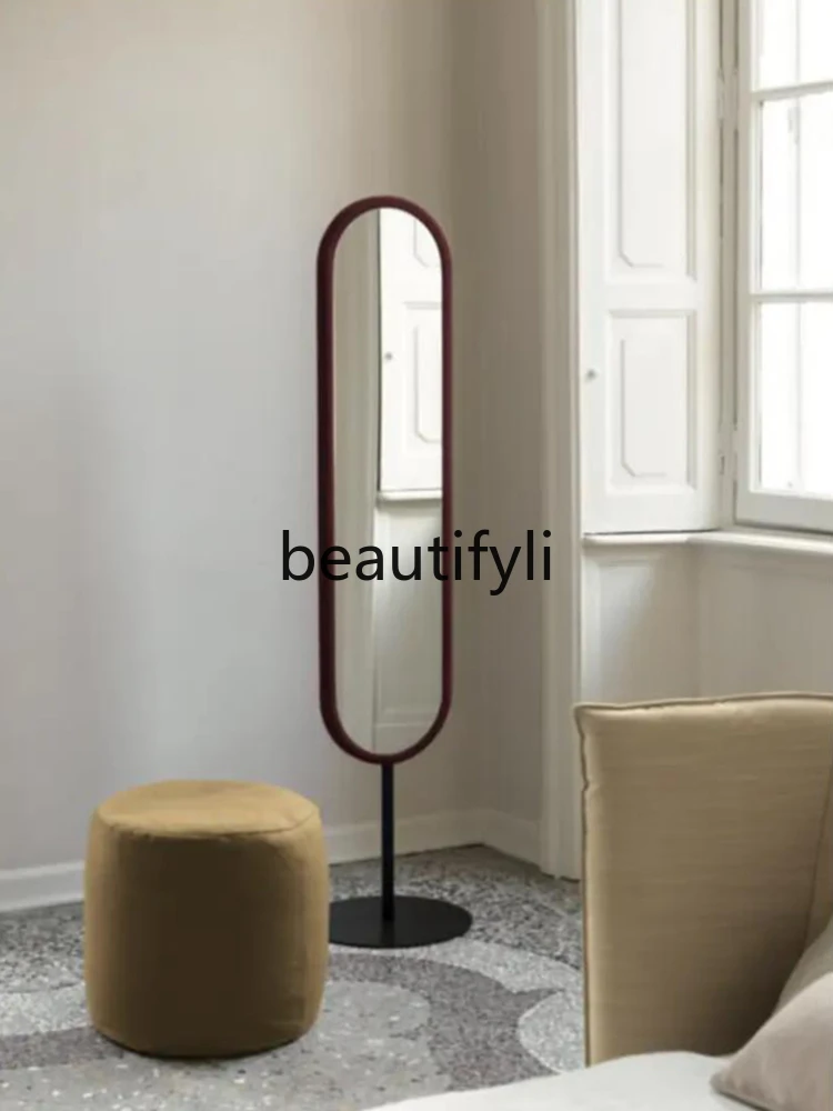 

Medieval red velvet bedroom cloakroom porch floor fitting mirror corner full-length mirror