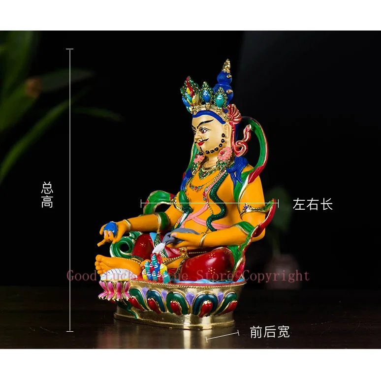 high grade color drew Buddha statue bless family Safety Health luck efficacious Talisman Yellow Jambhala fortune god statue