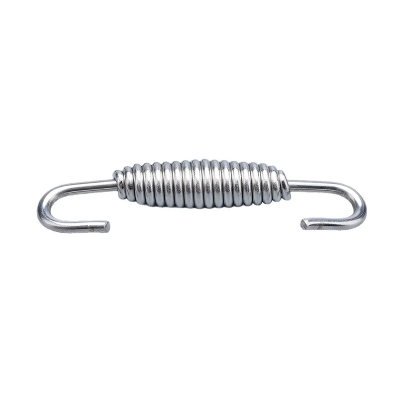 Uitlaatveerhaken 43 mm-85 mm voor motorfietsen, roestvrijstalen constructie, draaibare uitlaat met middenverbindingsbuis aan de voorkant