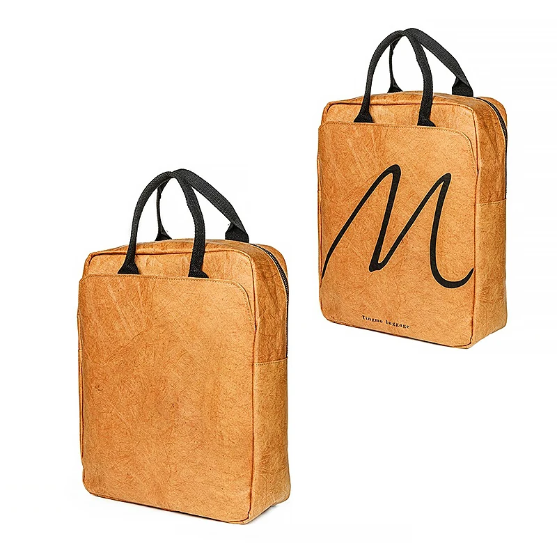 Retro Kraft Backpack for Man and Woman Waterproof Dupont Paper Large Capacity Casual Laptop School Bag Commuter Travel