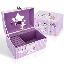 Caja de música de unicornio, caja de almacenamiento de joyería para niña con unicornio giratorio, decoración de dormitorio de Ballet, regalos de cumpleaños y Navidad para niños