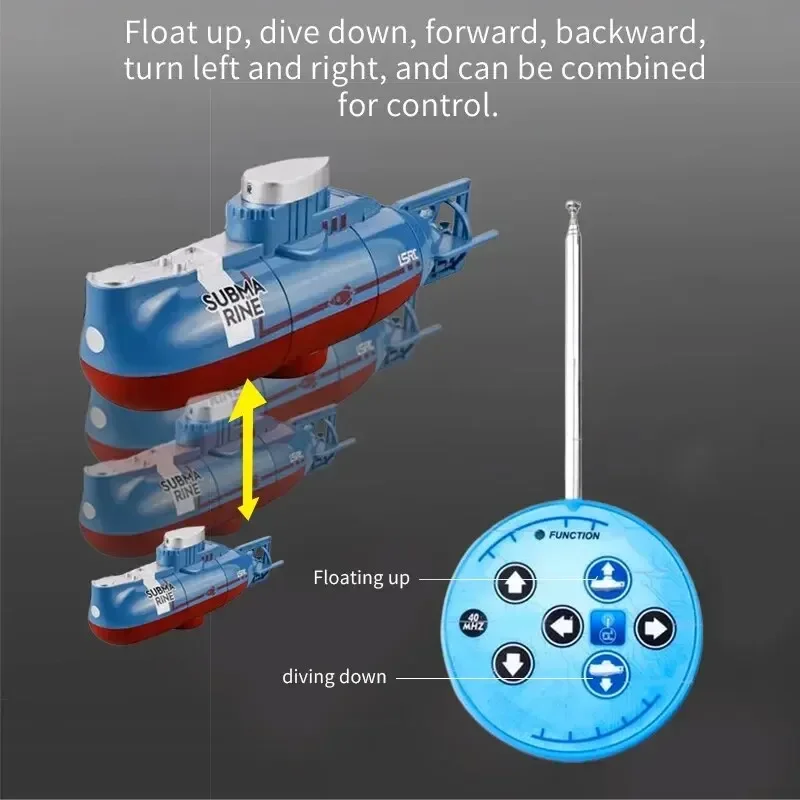 Mini RC Submarine 0.1m/s Speed Go Up and Down Forward and Backward RC Boat Wodoodporna zabawka do nurkowania Model symulacyjny Prezent dla dzieci