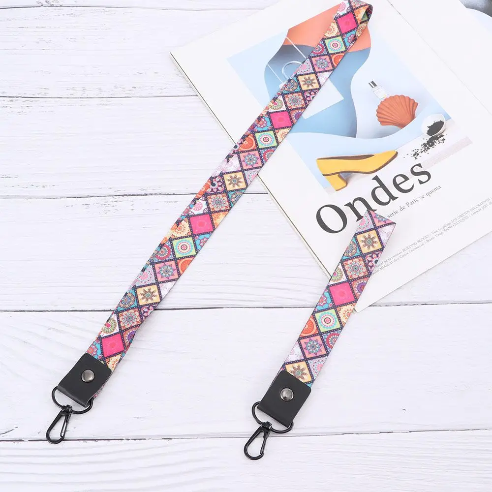 Badge ID Card Short Plaid Holder Hang Strap Key Rope Lanyards Mobile Phone Straps Wrist Band